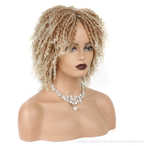 Dreadlock Twist Wig Short Curly Heat Resistant Fiber Synthetic Braids wig for Black Women